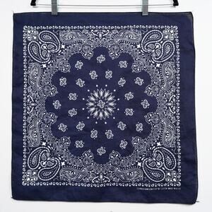 Vintage Hav A Hank Bandana Navy Paisley 100% Cotton Made in USA